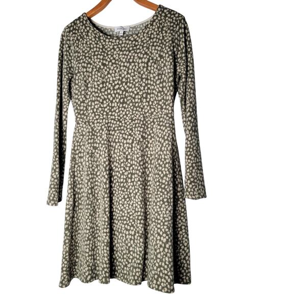 Gilli Lagenlook Green Abstract Sweater Dress L Stretchy Artsy Minimalist - Picture 1 of 9